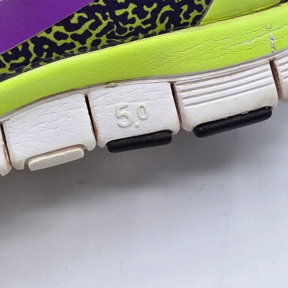 Nike Free 5.0 Running Shoes Mens 10 Volt Purple Safari Print 580590-708 Athletic